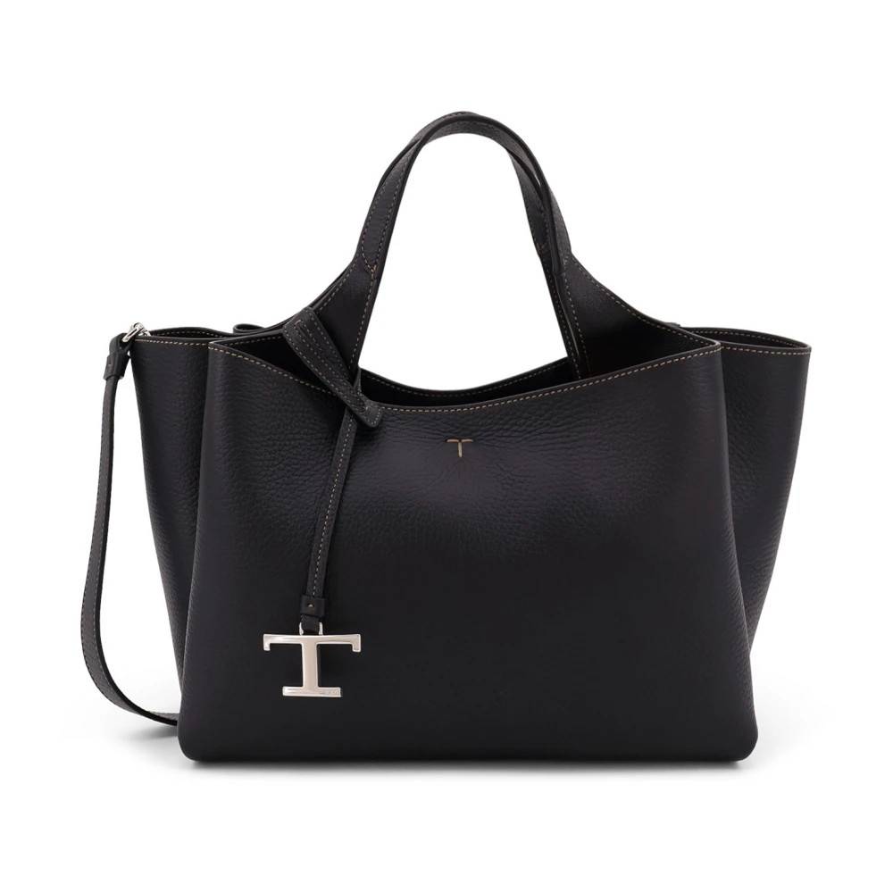 Tod's Sort læder skuldertaske med metal lukning - Tasker - Dame - Sort - ONE SIZE - Uld