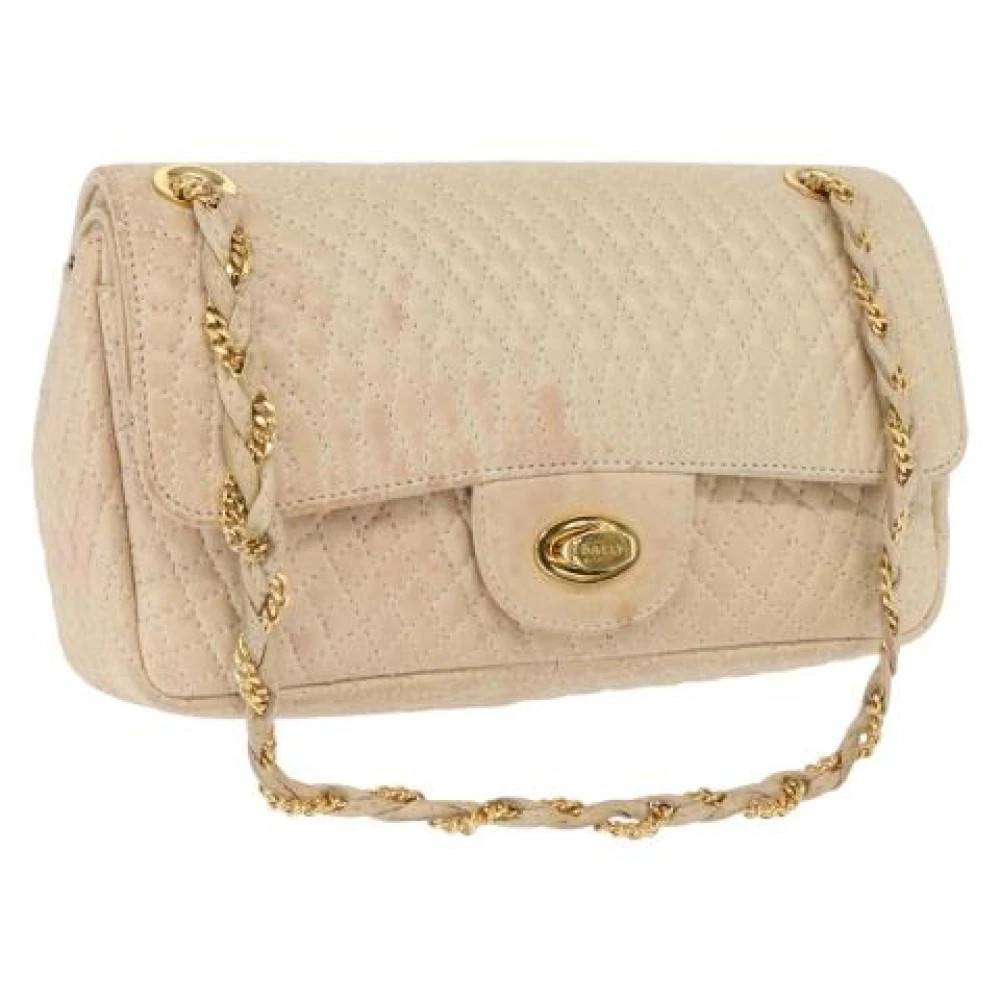 Bally Pre-owned Pre-owned Læder Skuldertaske - Vintage - Dame - Beige - ONE SIZE - Uld