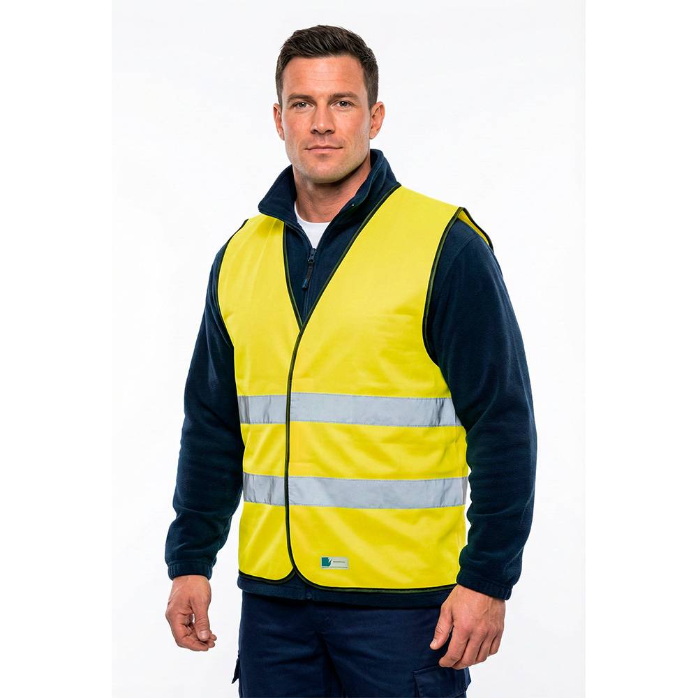 Sikkerhedsvest, gul Hi-Viz , fluorescerende med velcro lukning EN 471 klasse 2