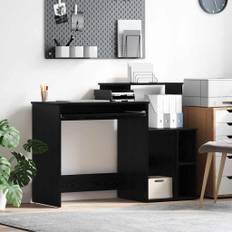 vidaXL Skrivebord med opbevaring Sort eg 120.5 x 44 x 88.5 cm