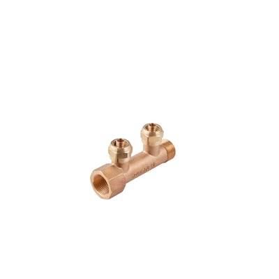 GP Fordelerrør Rødgods, 3/4"x1/2", 2-vejs m/koblingssæt t/15mm pex