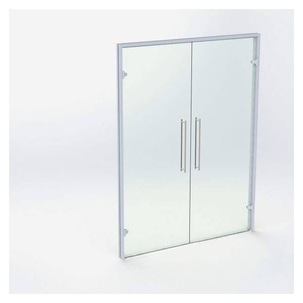 Dobbelt Glasdør - Mat Sølv - M16: 1590 x 2090 mm - (2 aktiv).