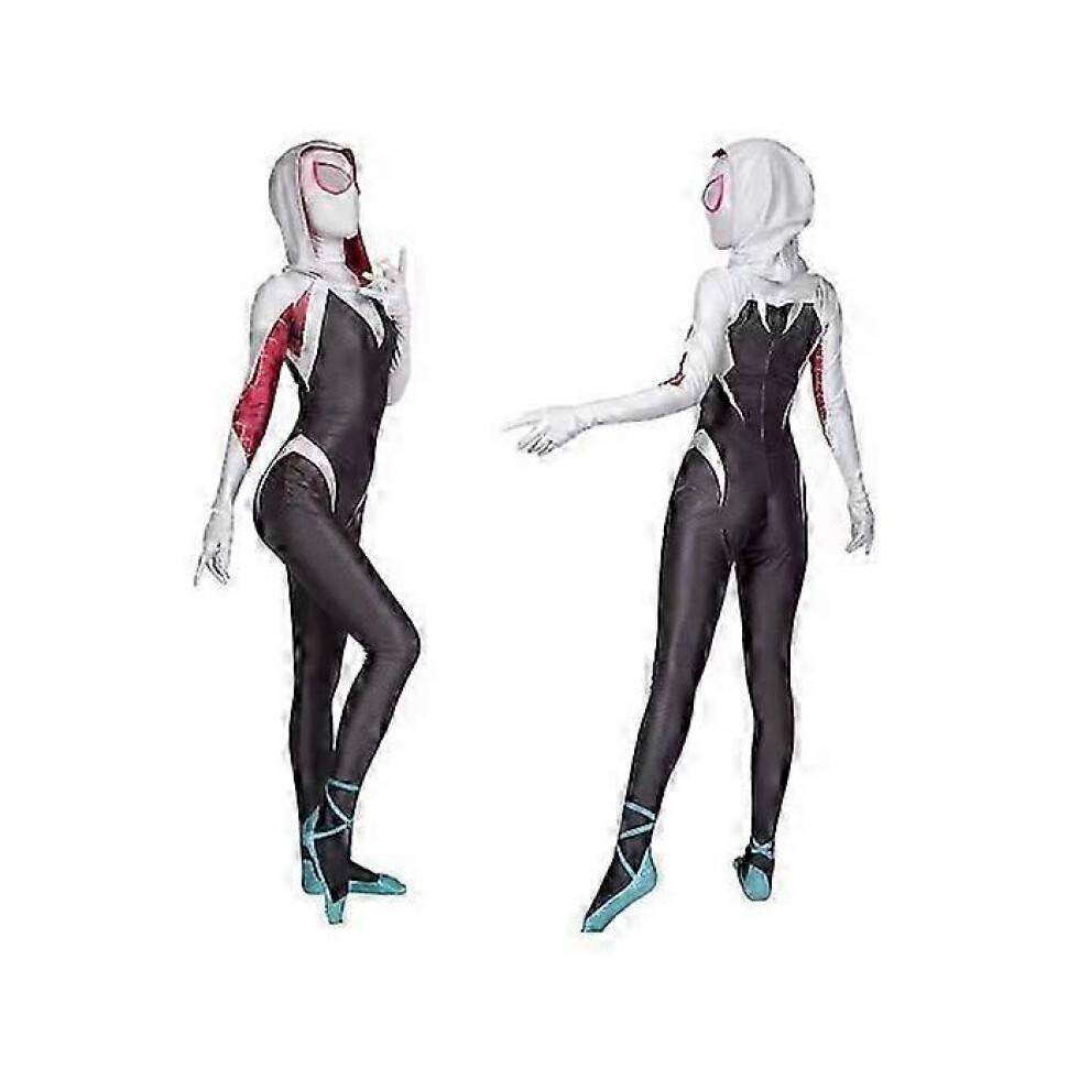 (160 cm) Gwen Spid Costume for Kids and Adult White Spider Girl Mask 3D Style