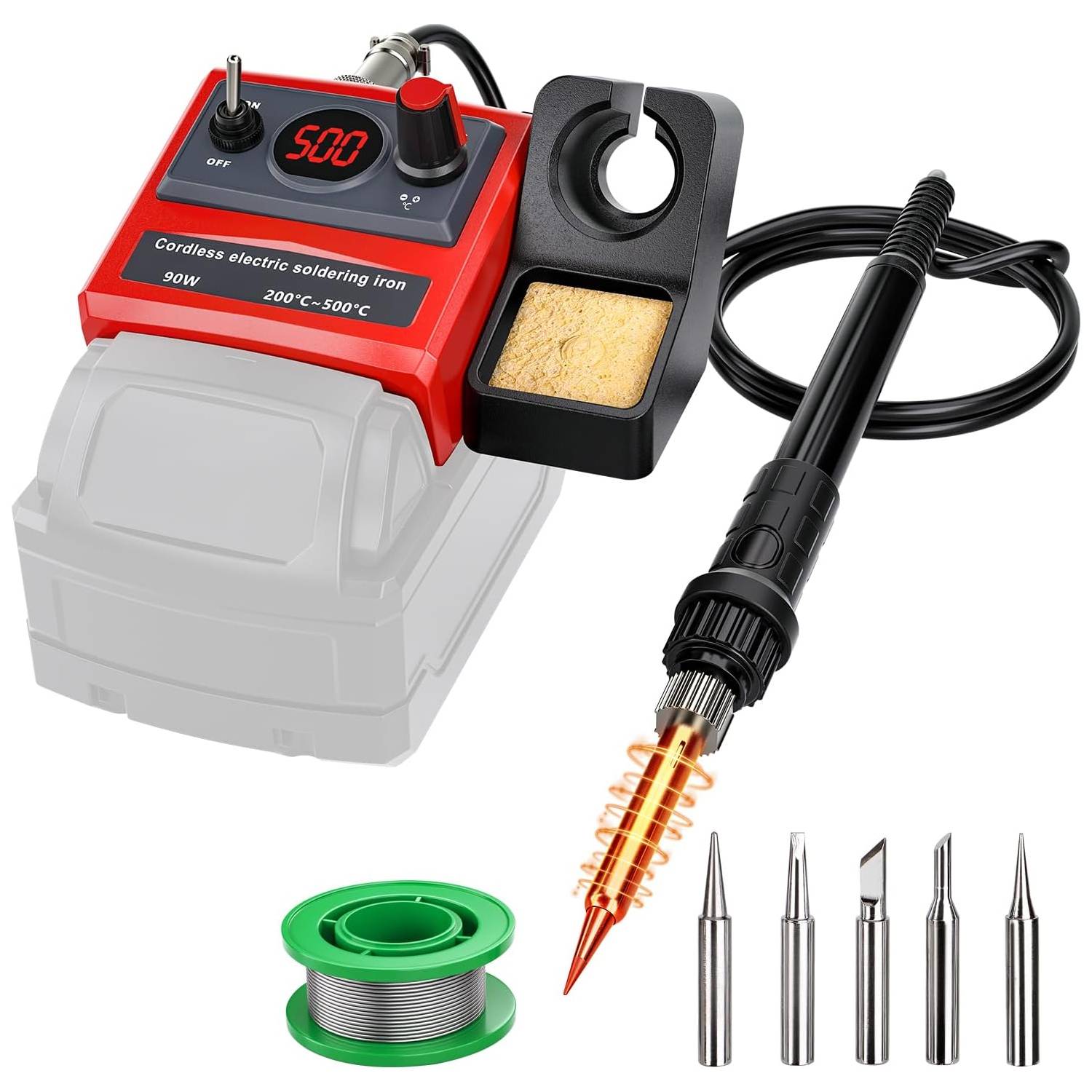 NEW Cordless Soldering Iron for Milwaukee 18V Battery, 90W Soldering Station Kit with 5 Tips,DIY Soldering. (Tool Only)