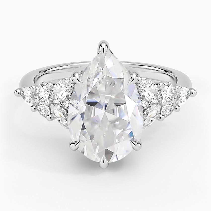 14K White Gold Moissanite Nadia Taper Diamond Ring