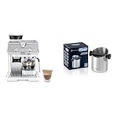 De'Longhi La Specialista Arte EC9155.W, espresso portafilter maskin, 8 slipsteg, inklusive barista-kit, 1550 W, vit & De'Longhi DLSC059 Knockbox, Kaffemaskinstillbehör, Box för Kaffesump, Metall