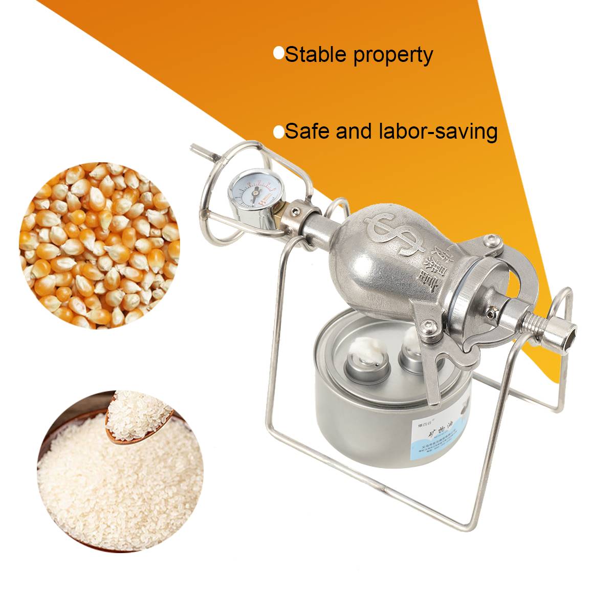 100ml Hand-Operated Popcorn Popper – Stainless Steel Camping Stovetop Popcorn Maker, Gourd Design Manual Crank