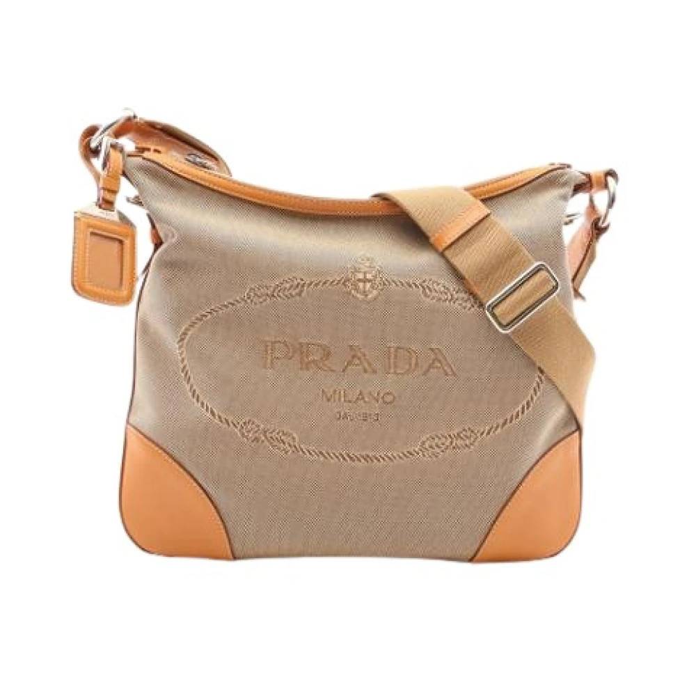 Prada Vintage Pre-owned Vintage Skuldertaske - Vintage - Dame - Beige - ONE SIZE - Uld