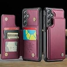 Blockerande PU-läderfodral för Samsung Galaxy S23 Ultra S22 S21 FE S20 FE Note 20 Ultra 10 Plus A52 A23 A24 Plånbokskortsfodral, röd, för Samsung S22