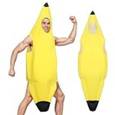 Vuxen banan kostym overall svensexa natt halloween julfest dekorationer utklädnad unisex rolig maskeraddräkt fruktdräkt för män och kvinnor