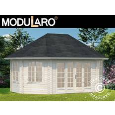 Havepavillon /Havepavillon i træ m/trægulv, 5,71x4,21x3,71m, 20,3m², Natur