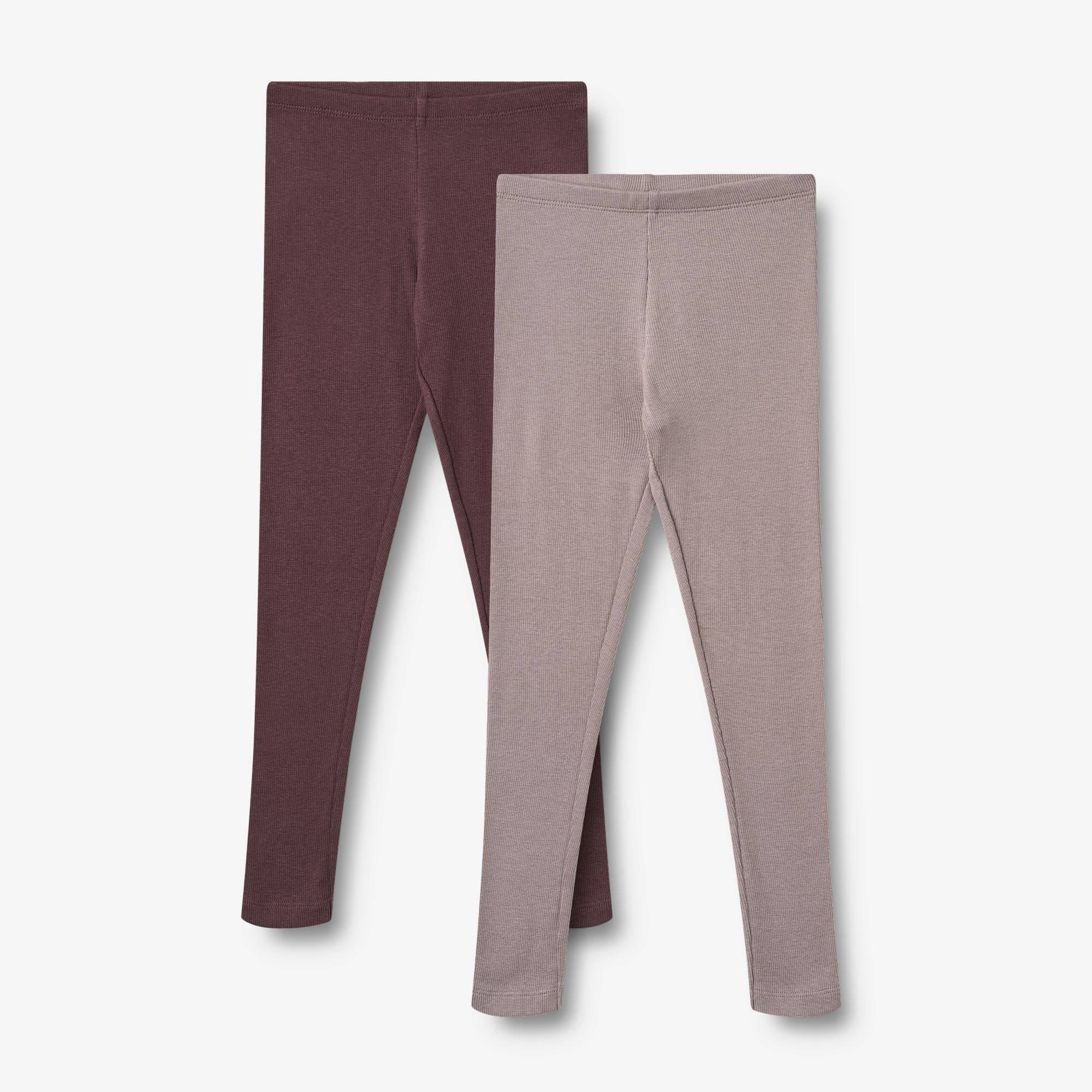 WHEAT® - Sæt af 2 Rib Leggings Maddy - purple fudge - Str 140.