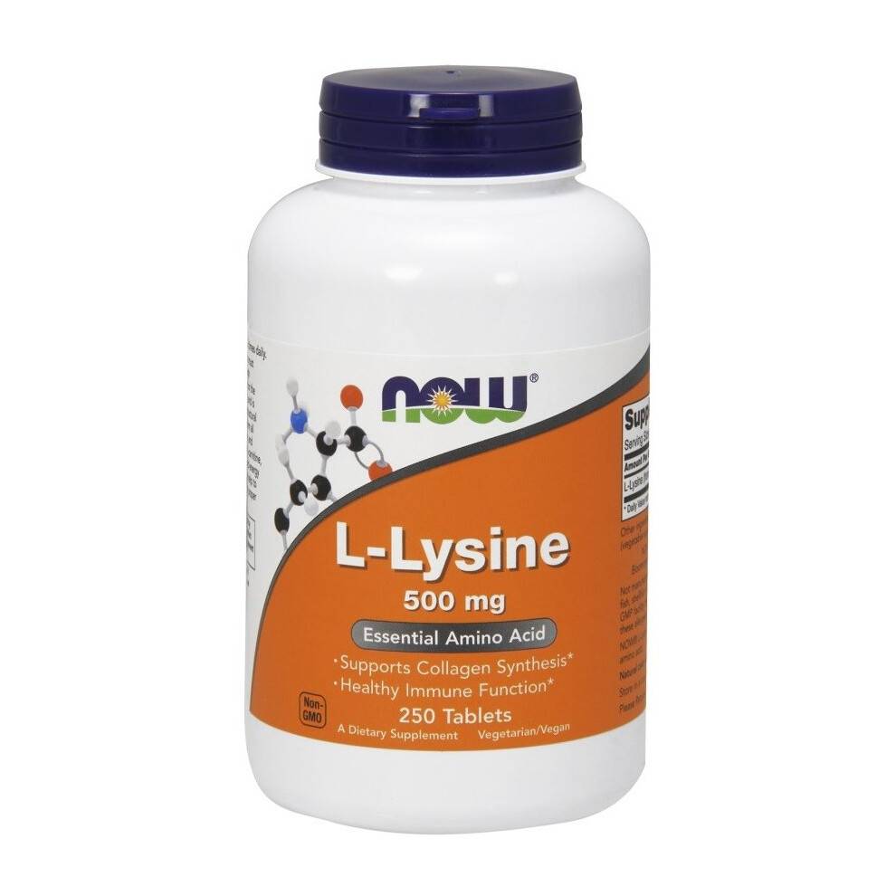 NOW Foods, L-Lysin, 500 mg, 250 Tabletter