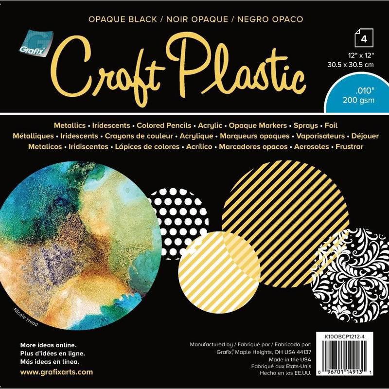 Grafix - Craft Plastic Sheets 12X12 25/Pkg - Opaque Black .010