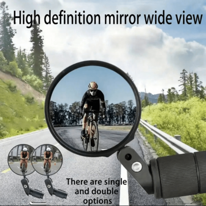 1/2 st cykelbackspegel - 360° roterbar stötdämpande styrfäste, lämplig för mountainbikes och racercyklar - justerbar 3D-elastisk spegel, tydligare bac (1 rund backspegel,2 runda backspeglar)