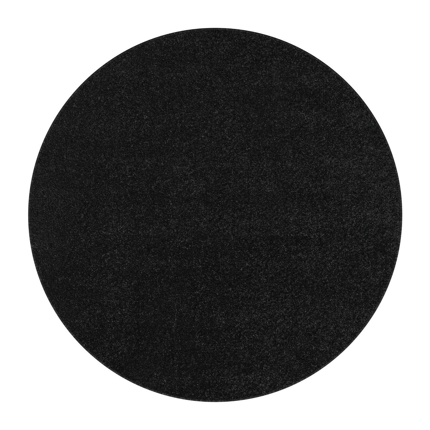 Portland Plain Rund Tæppe SORT Ø140 cm.