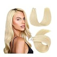 Tejp i hårförlängningar Människohår Blond Tejp i Extensions 613 Bleach Blond Remy Hair Extensions Tejp i 16-26 Inch Real Human Hair Extensions Sömlöst rakt naturligt hår Tejpa in Extensions (Size : 4