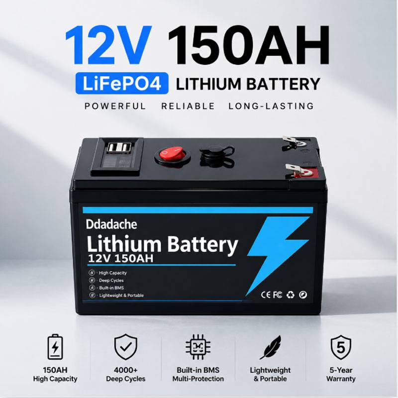 EU In Stock 12 Volt 150AH LiFePO4 Lithium Battery With USB Output Port Rechargeable Solar Storage Battery For Fish Finder Boat Marine Camping Off-Grid Solar System