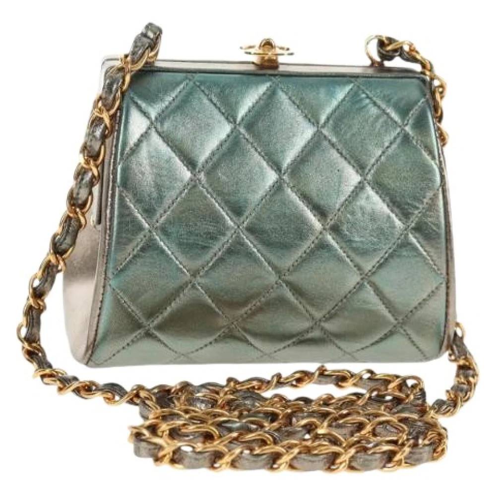 Chanel Vintage Pre-owned Vintage Mini Skuldertaske - Vintage - Dame - Grøn - ONE SIZE - Uld