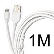 doupi 1 m laddningskabel USB-datakabel kompatibel med Lightning 8 stift kontakt för iPhone iPad iPod, vit