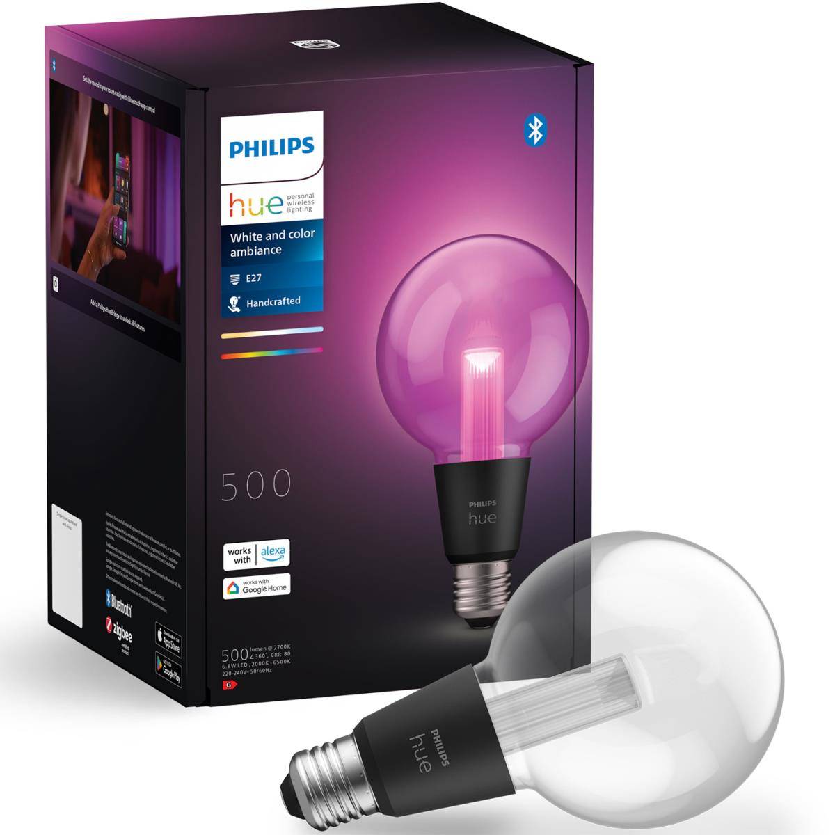 Philips Hue: Lightguide Globe 95mm E27 White and Color Ambiance