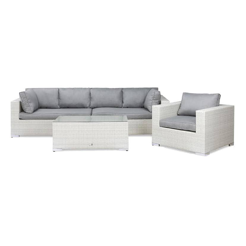 Loungegrupp Comfort Garden Bahamas 5-sits Bord Utefåtölj Vit Utomhus
