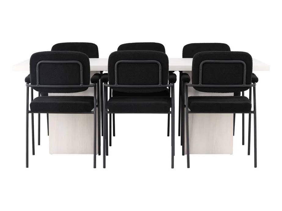 Venture Design Olga & Yesterday spisegruppe Sort/hvid 6 stole og borde 200 x 90 cm
