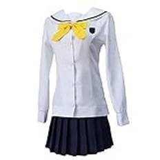 Anime Eromanga Sensei Izumi Sagiri cosplay kostym skoluniformer kläder halloween hela set (vit, X-Large)