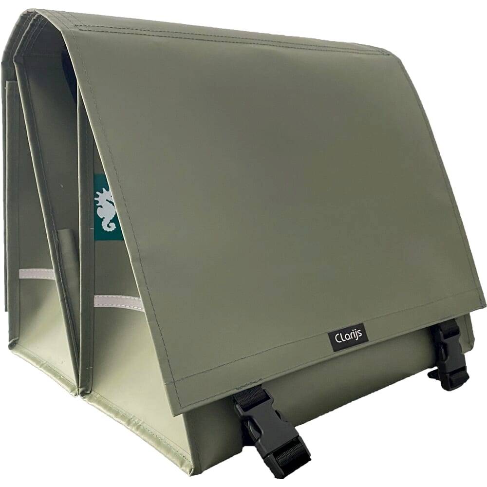 Clarijs dobbelt L PVC cykeltaske 40L med fordybning, mat olivengrøn