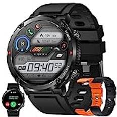 Smartwatch Män med Telefonfunktion, Fitness Tracker 1,6" HD Pekskärm, Smartklocka med Sömnmonitor Pulsmätare, Starkt 600 mAh-batteri, Fitnessklocka Armbandsur för Android IOS (Svart)
