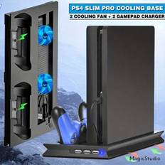 Kompatibel med PS4 Slim / Pro Vertical Cooling Stand Cooler & Dual Joystick USB Charging Station & 3 Extra HUB för Playstation 4 Slim Pro - Multifärgad (För PS4 SLIM stativ,För PS4 Pro Stand)