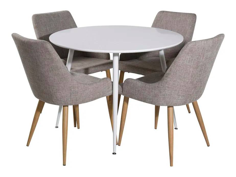 Venture Design Plaza & Plaza matgrupp Vit/grå 4 st stolar & bord 100 cm