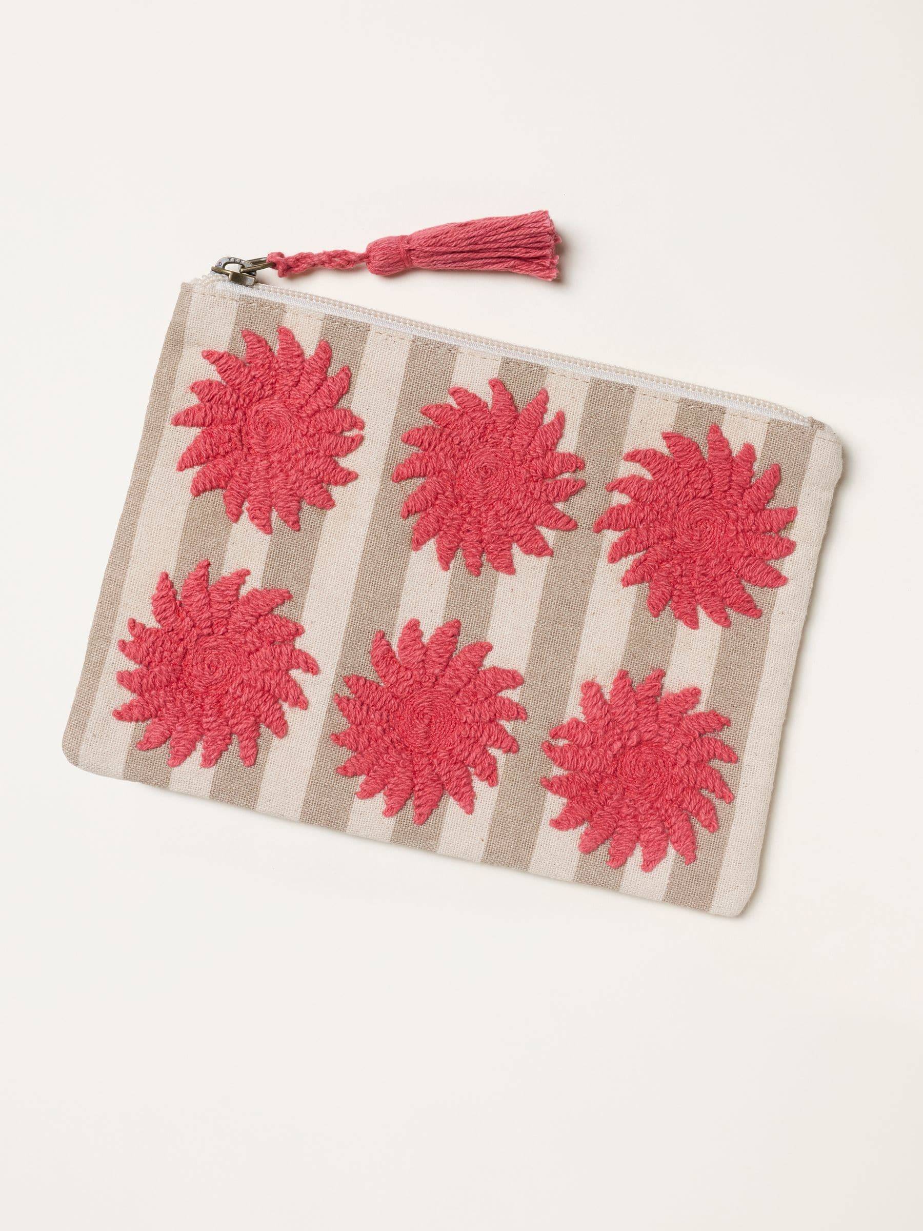 Fat Face FatFace Beige Sun Embroidered Stripe Pouch