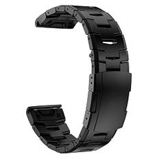 ahayo Titanium QuickFit 22mm Armband für Fenix 6 / Fenix 5 / Fenix 7, Verstellbares Titanium Uhrenarmband mit Edelstahl Verschluss für Garmin Fenix 6 Pro/Sapphire/Solar,Fenix 5 Plus, Schwarz