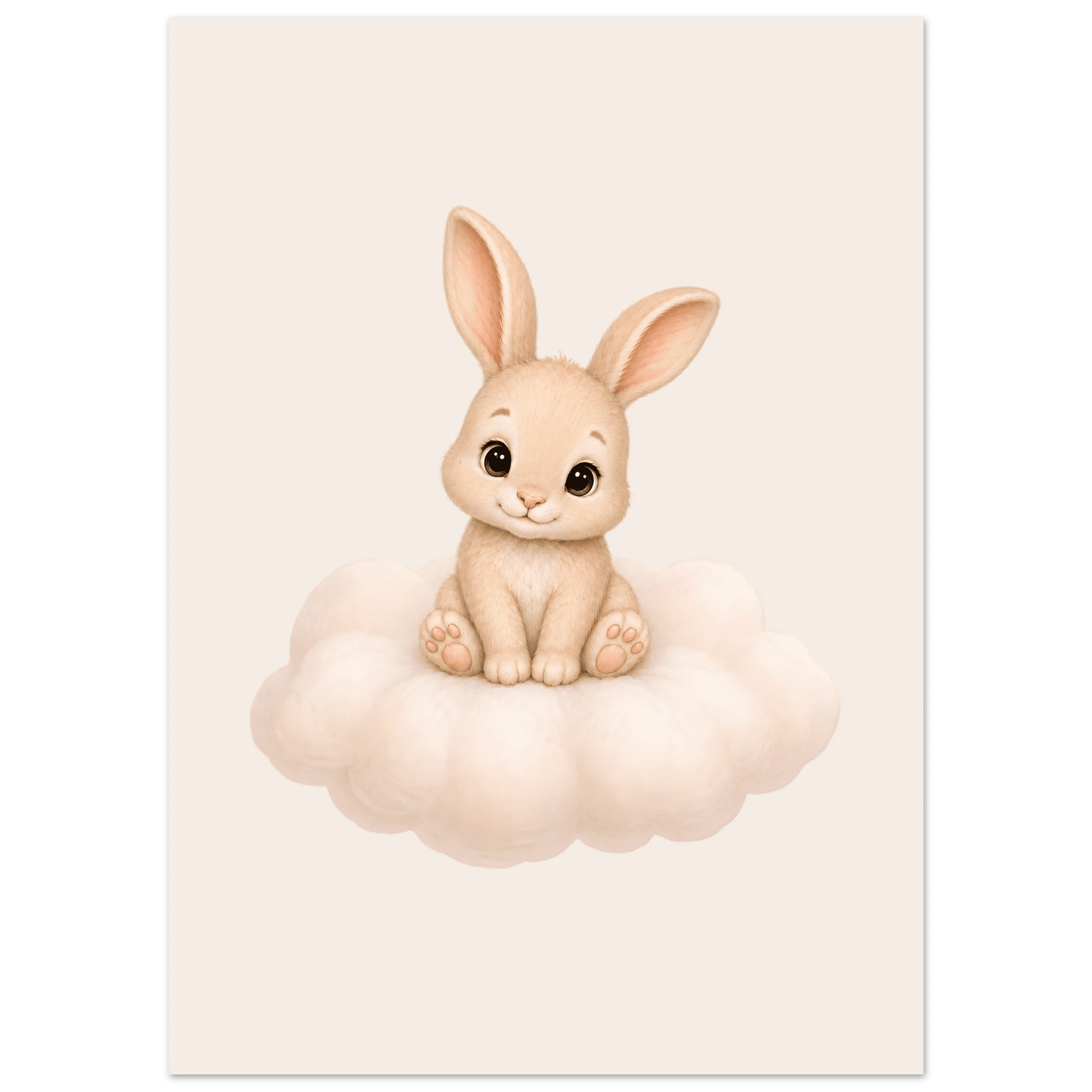 Söt kanin på moln poster-50x70 cm / 20x28″ / Utan ram / -