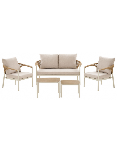 Lounge havemøbel sæt i aluminium, nonwood og polyrattan - Sand/Natur