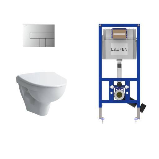 Laufen Pro N vägghängt toalettpaket, vit/krom