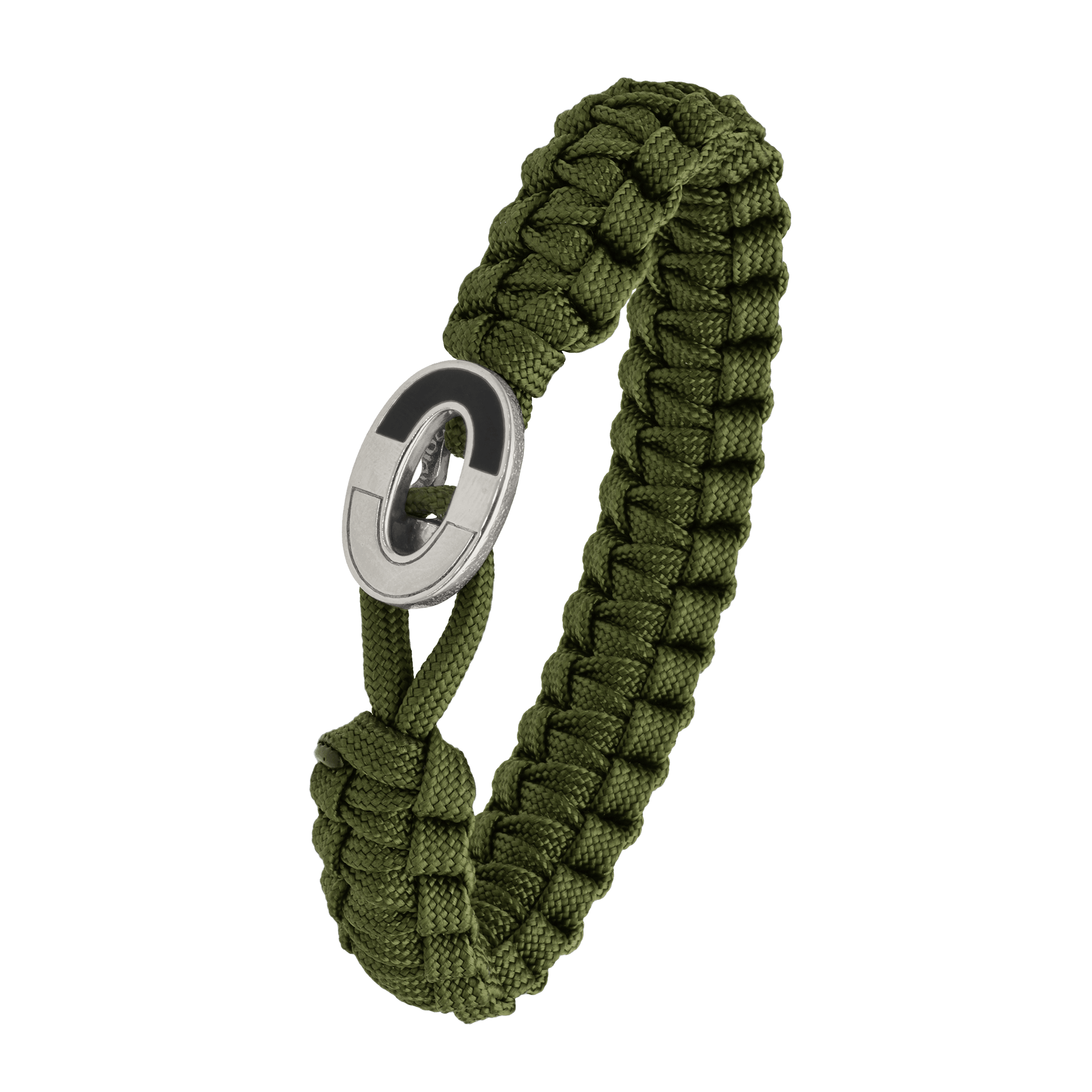 FSTS Bracelet Green with Sterling Silver Dark Bright Lock - Grön, Silverfärg (190 mm)