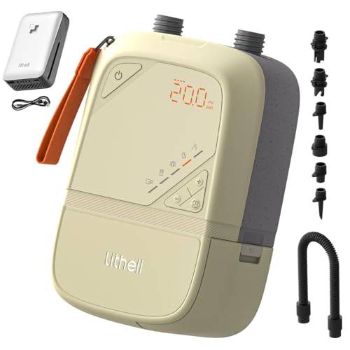 Litheli Elektrisch SUP Pumpe, 20PSI, mit 12500mAh Akku, Wiederaufladbar, Intelligente Inflation/Deflation, Automatische Abschaltung, Stand Up Paddle Pumpe Kompressor für SUP