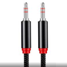 Audiokabel minijack til minijack. Flettet. Sort. 2m.