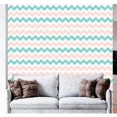 Grön och rosa chevron modern tapet