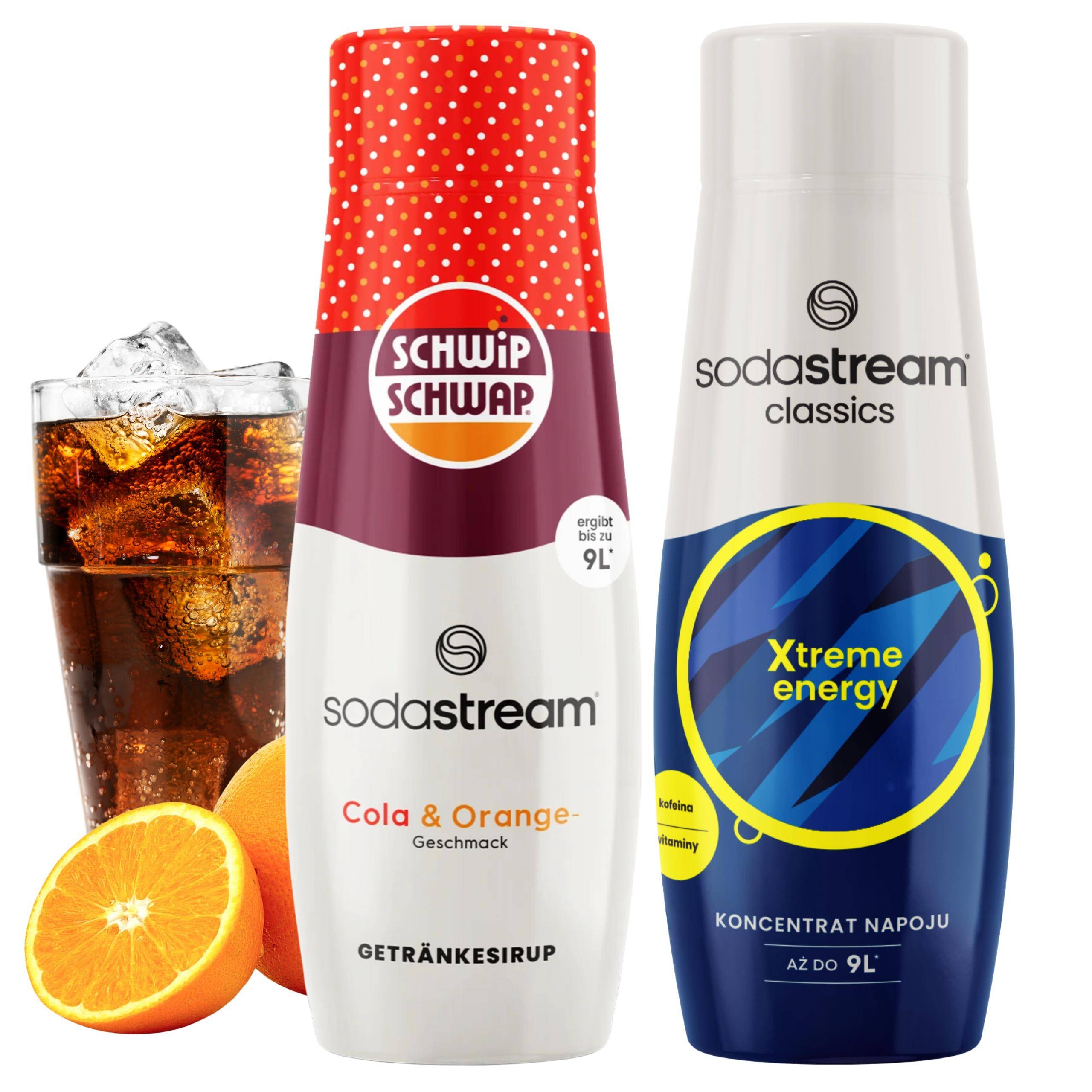 2x Sodastream Shwip Shwap Cola Orange + Energy Drink Syrup