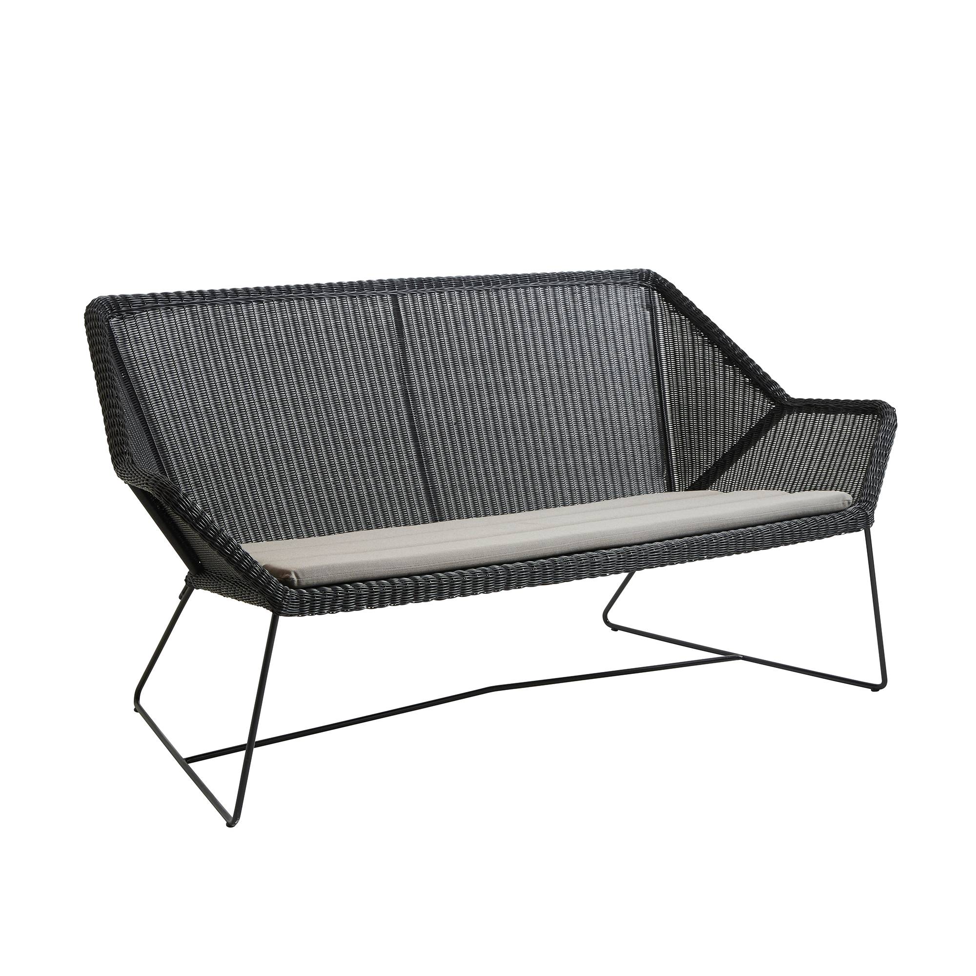 Cane-Line - Breeze 2-seater, Incl. Taupe Cushion, Black, Cane-Line Fiber - Soffor utomhus - Strand+Hvass