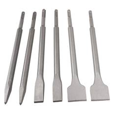 6 Pcs Rotary Hammer Drill Chisel Set 250mm Length Round Shank Point Flat Scaling Chisel Bits for
