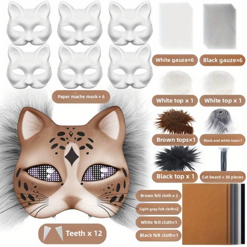 Blank Cat Mask For A Cosplay Suit, Perfect For Halloween Masquerade With Fabric Straps