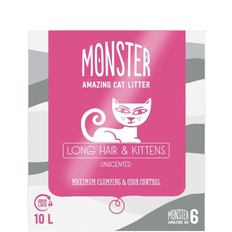 Monster Kattsand Long Hair & Kitten Unscented 10L (14-pack)