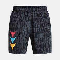 Boys' Project Rock Ultimate Printed Shorts Downpour Gray / Atomic YXS (122 - 127 cm)