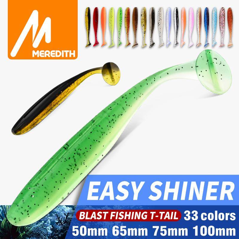 MEREDITH Easy Shiner Mjukbeten 50mm/0,88g & 65mm/1,52g & 75mm/2,4g & 100mm/4,8g 10st Klassisk T-stjärt Gädda Abborre JXS01