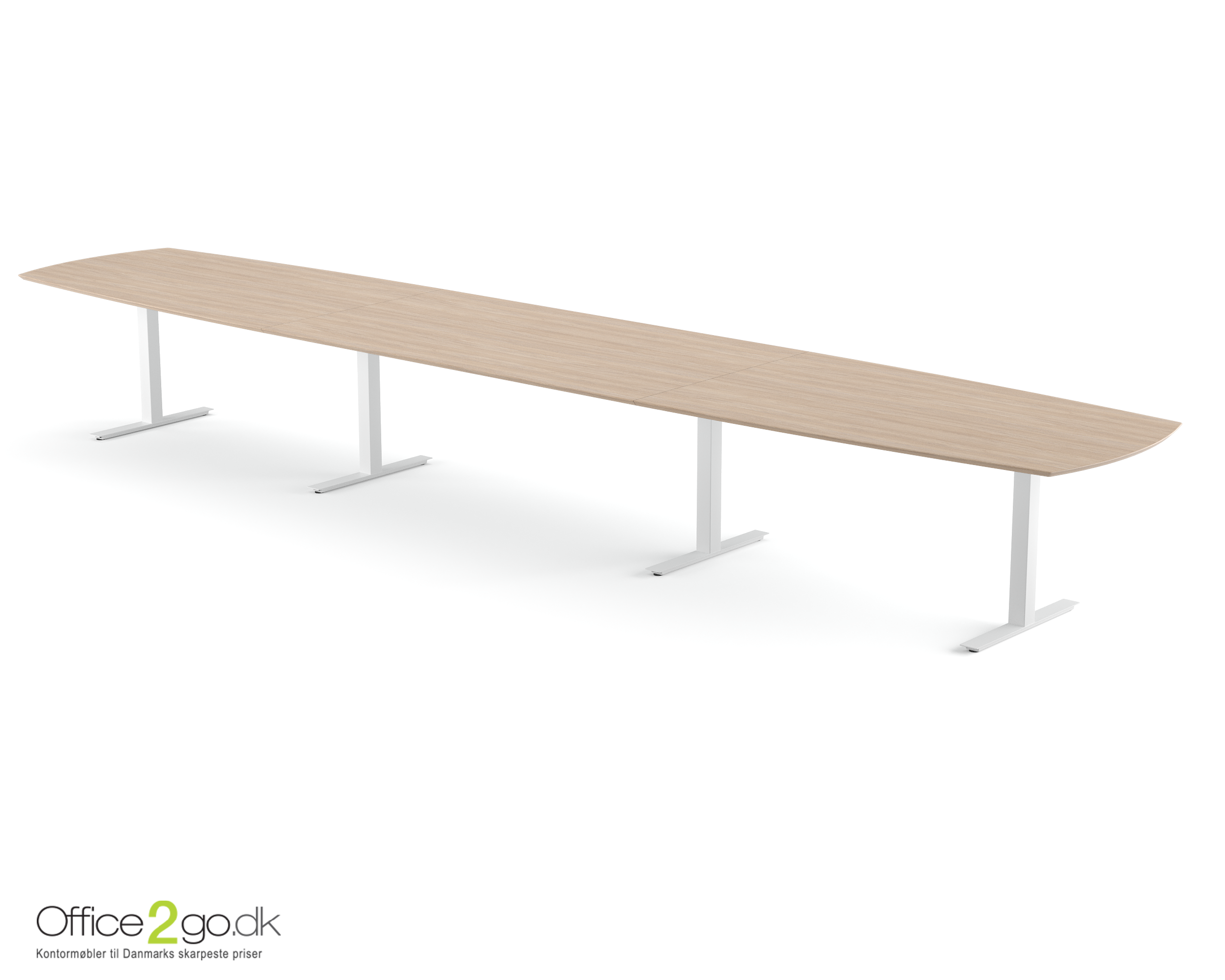 Square mødebord (tøndeformet bordplade) - 560 cm - Hvidt