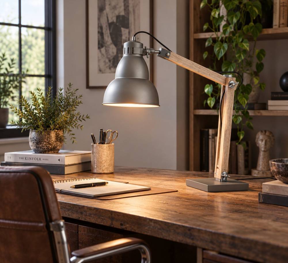 Rustik bordlampe i træ